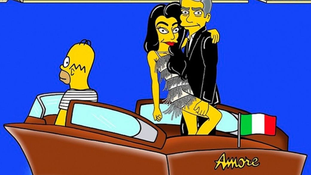 Как у «Симпсонов»: Александро Паломбо нарисовал свадьбу Джорджа Клуни